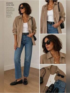 SHERO COZY KNIT TAN OVERSIZED SHIRT JACKET SHACKET SIZE SMALL LIKE NEW!